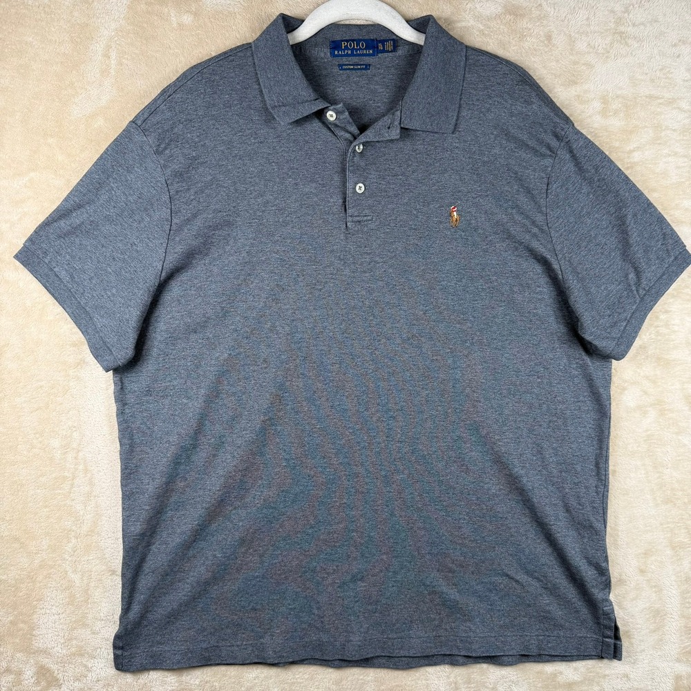 Polo Ralph Lauren Mens XL Custom Slim Fit Polo Shirt Charcoal Grey Flesh Pony